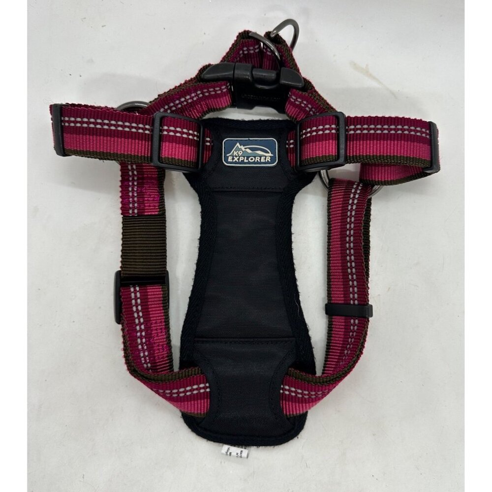 K9 Explorer Adjustable Dog Harness Pink Black Nylon Padded Chest Reflective Harn